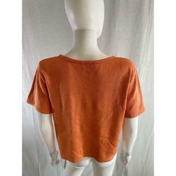 American Collection Women's T-Shirt Basic Solid Orange Short Sleeves Crew Neck - Picture 8 of 9